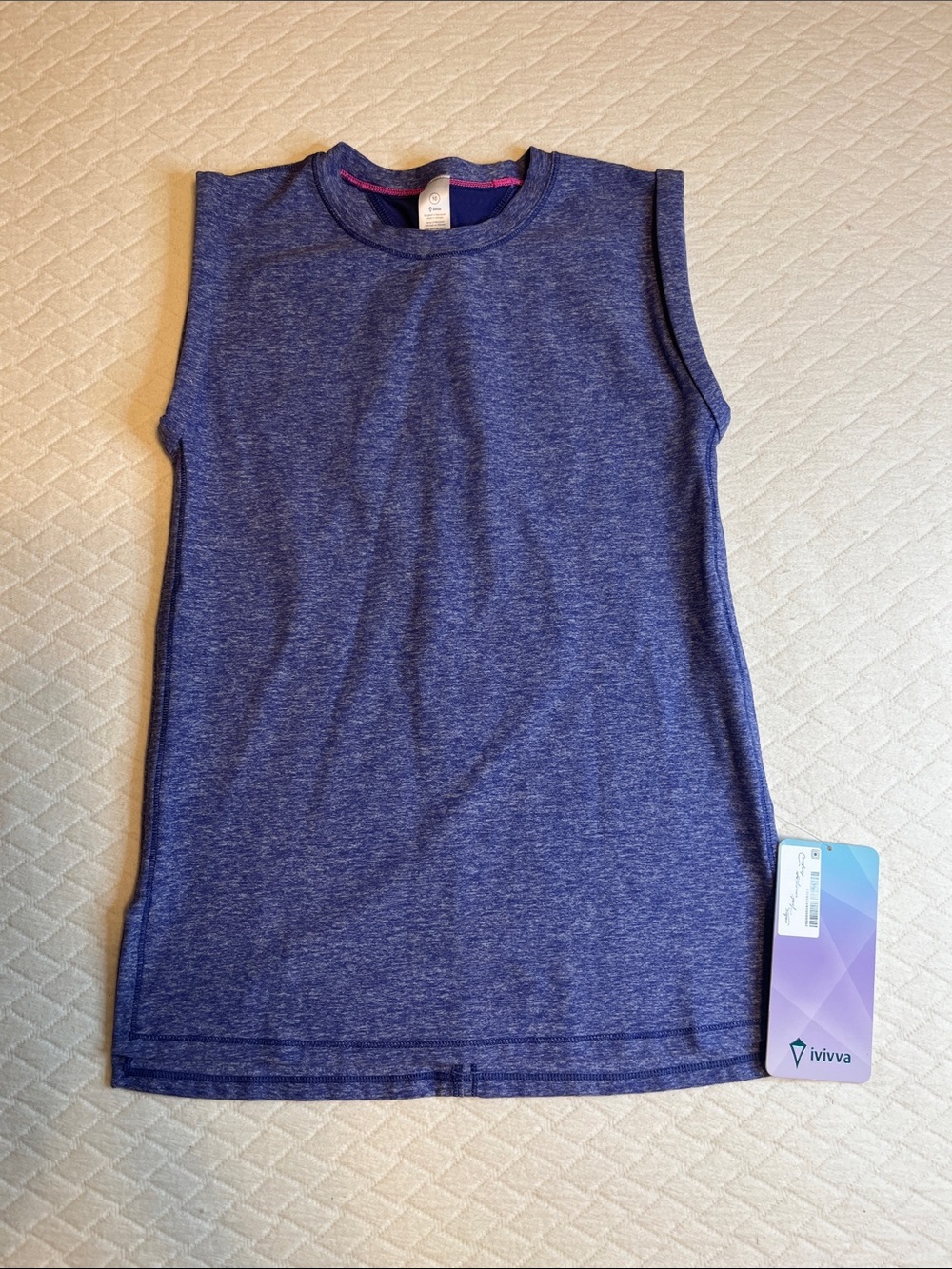 Ivivva NWT Girls' Tone to the Tee Heathered Indigo/purple Sleeveless Tank, 10